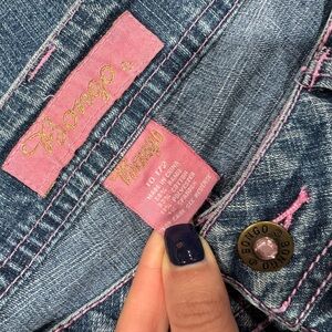 BONGO Girls Y2K Denim Jeans with Pink Accents